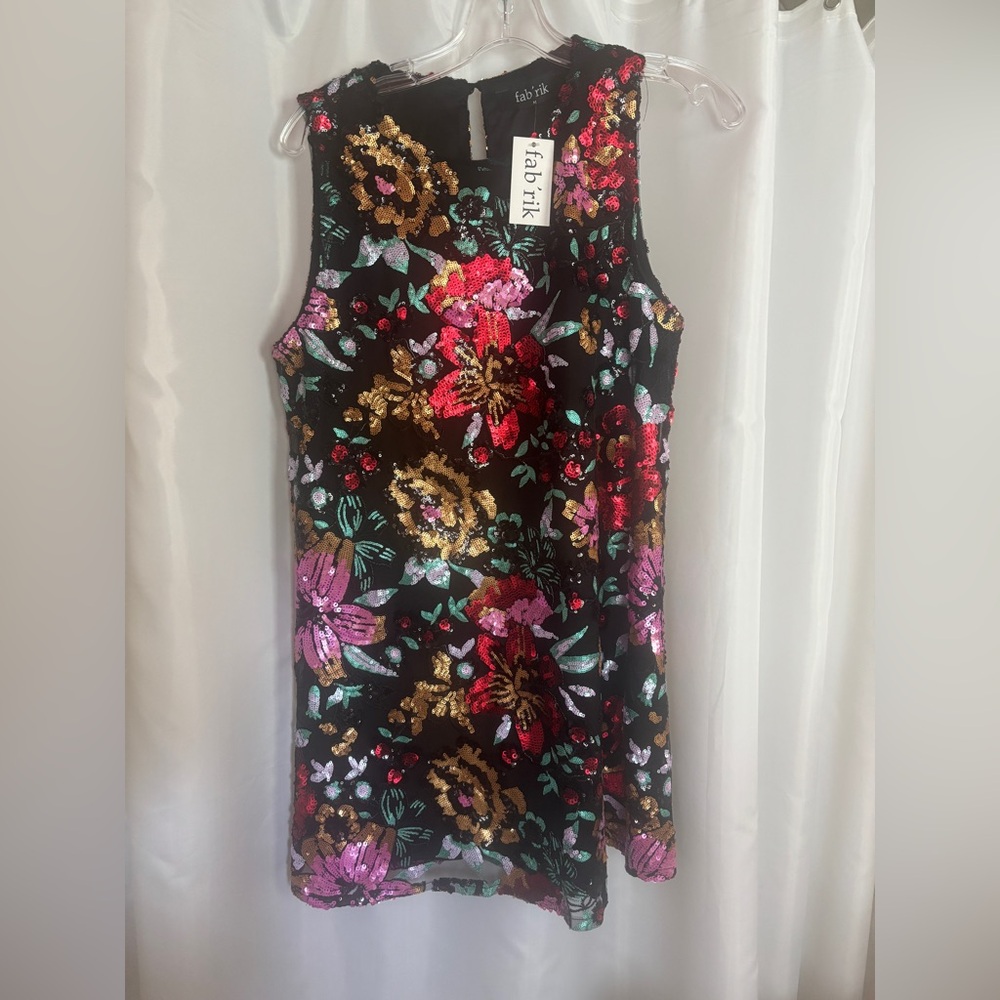 fab'rik Multicolor Floral Sequin Dress